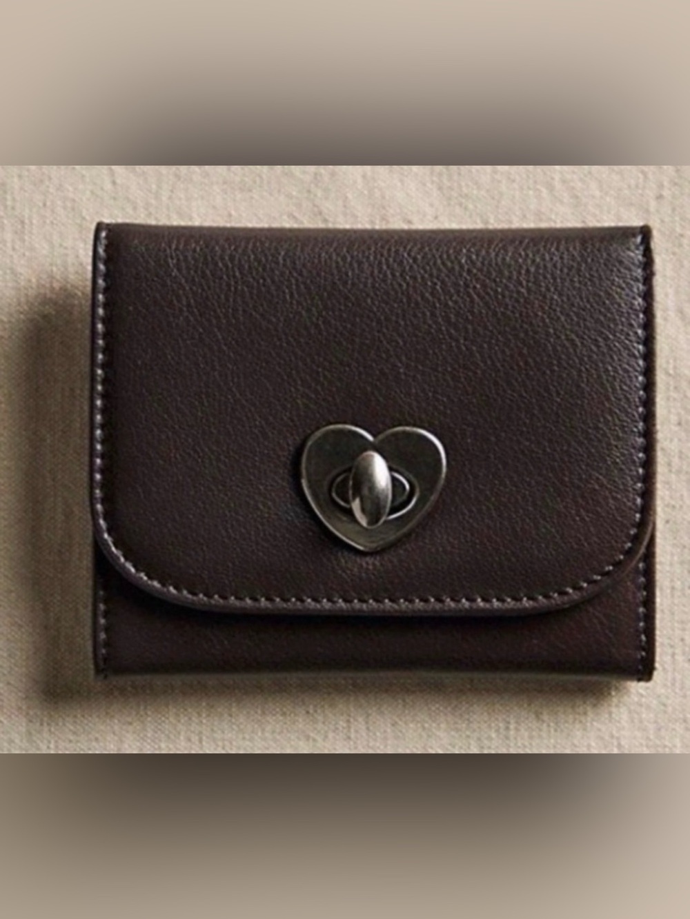 Free People "Lock It Up" Espresso Dark Brown Compact Leather Wallet NWT